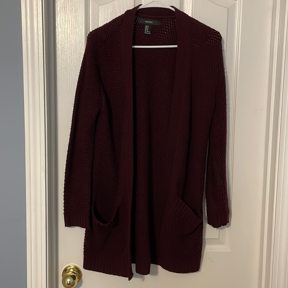 Maroon long cardigan